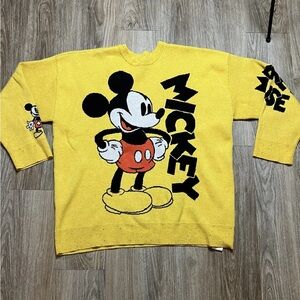 Disney Yellow Mickey Mouse Crewneck Sweater